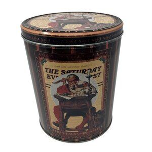 Vintage Norman Rockwell's Saturday Evening Post with‎ Santa Christmas Wishes Tin